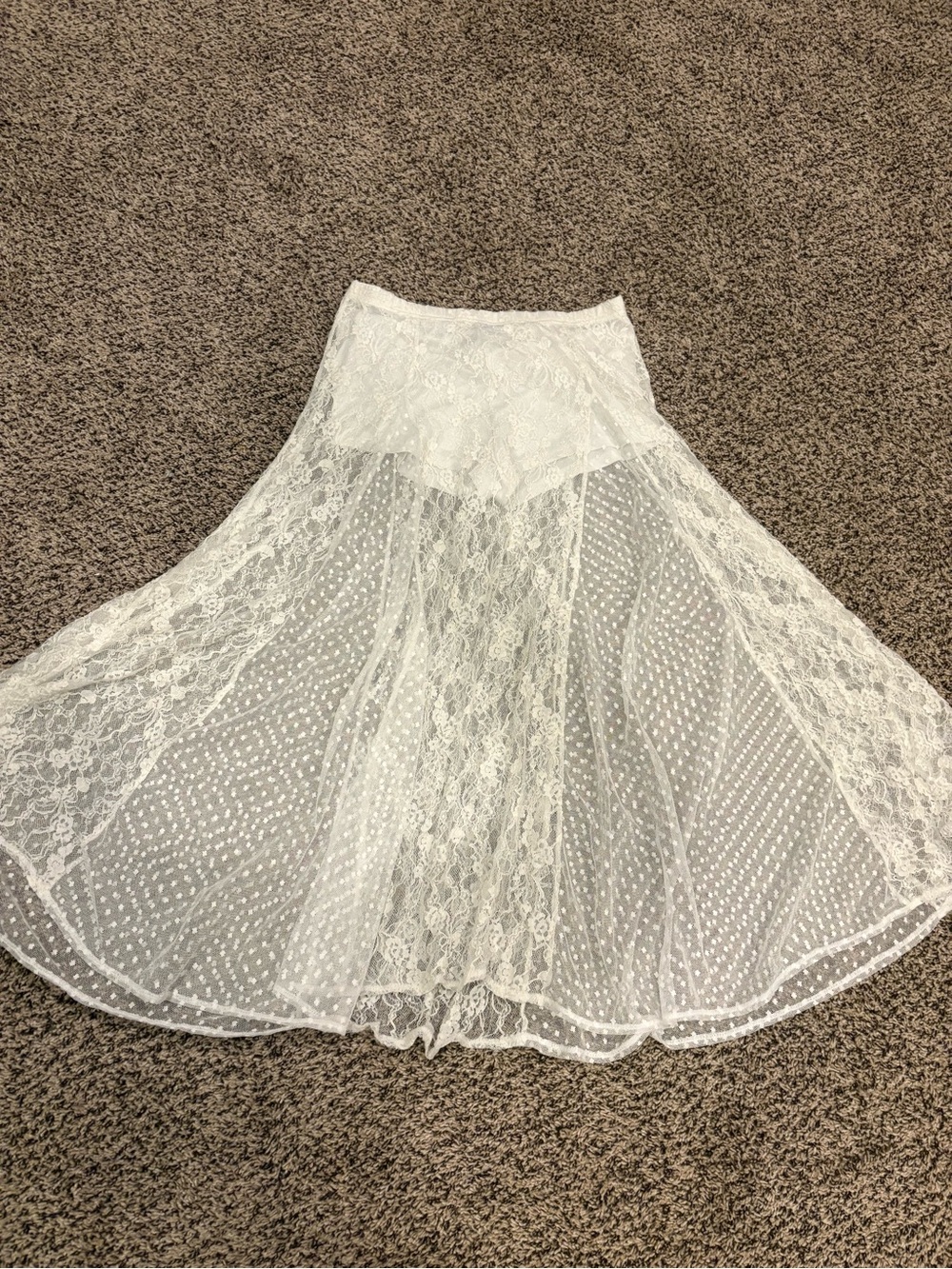 SHEIN White Lace Sheer Maxi Skirt